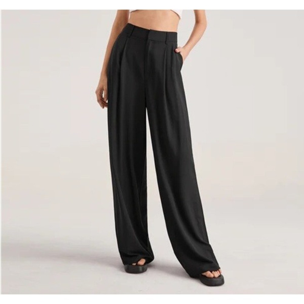 Commense Black Wide-Leg Trousers